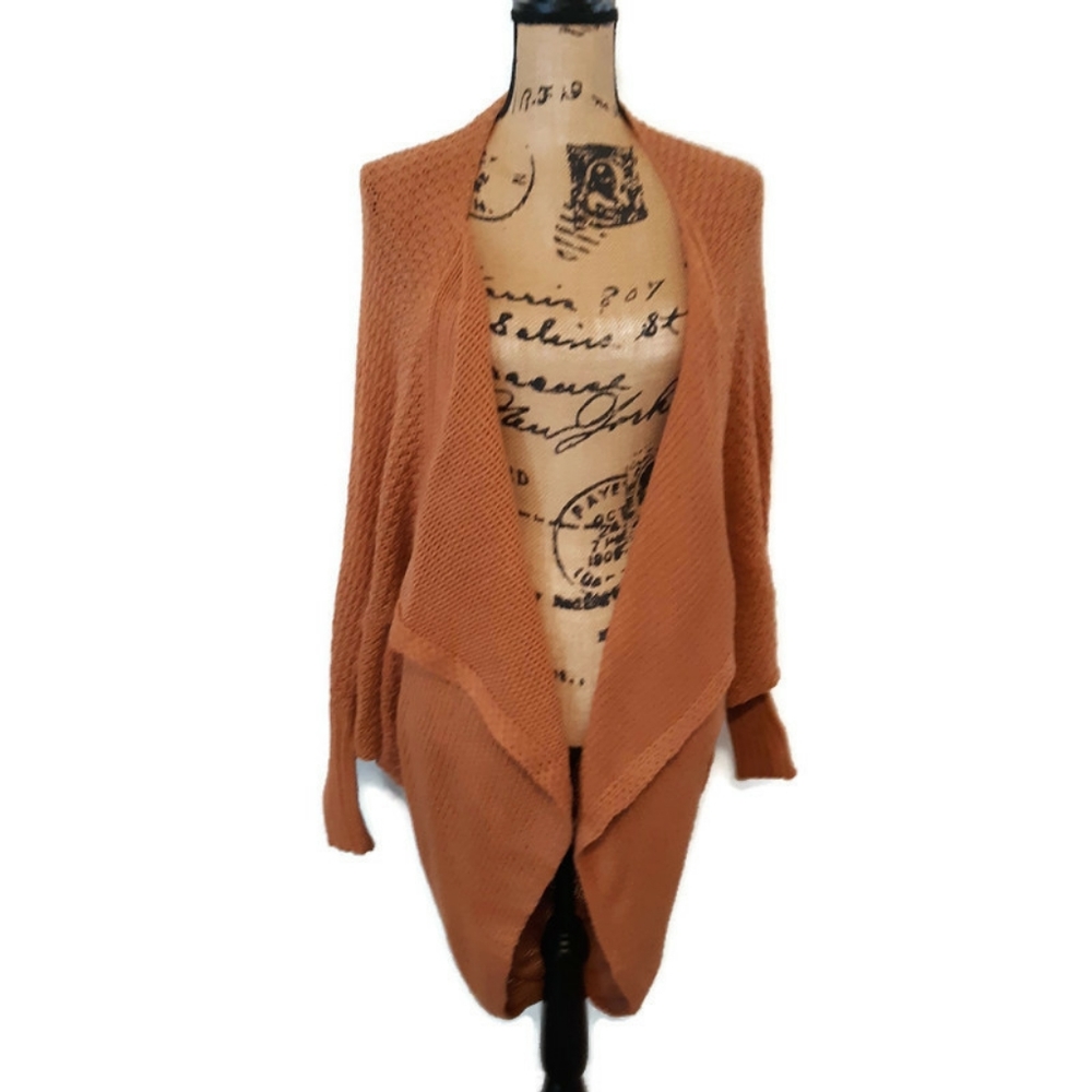 NEW! Neutral Rust Cozy Open Cardigan Sweater M - Picture 2 of 6